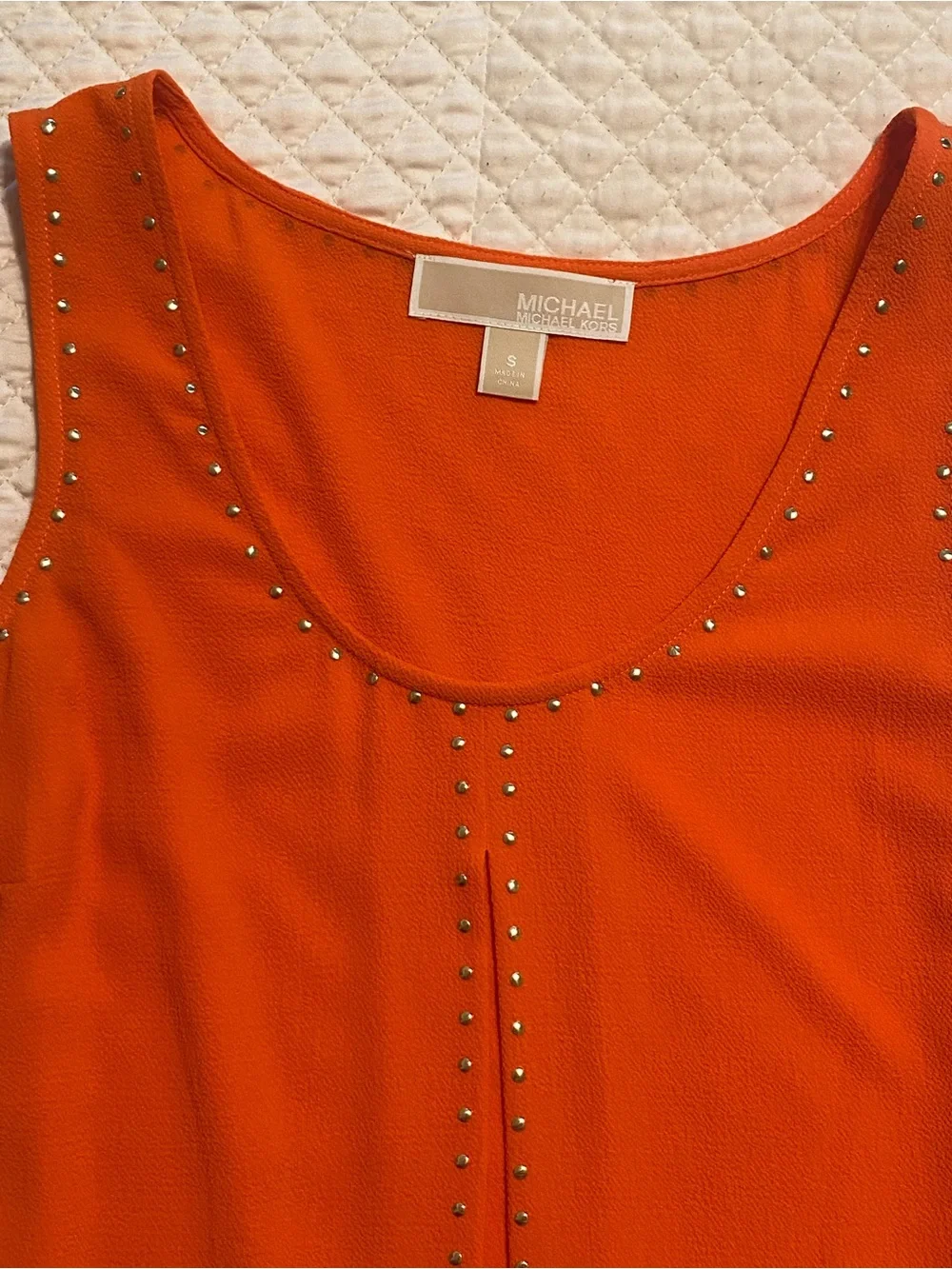 Michael Kors Orange Studded Sleeveless Camisole